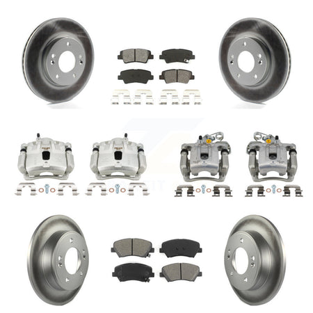 Front Rear Brake Caliper Coat Rotor And Semi-Metallic Pad Kit (10Pc) For Hyundai Elantra KCG-101069S