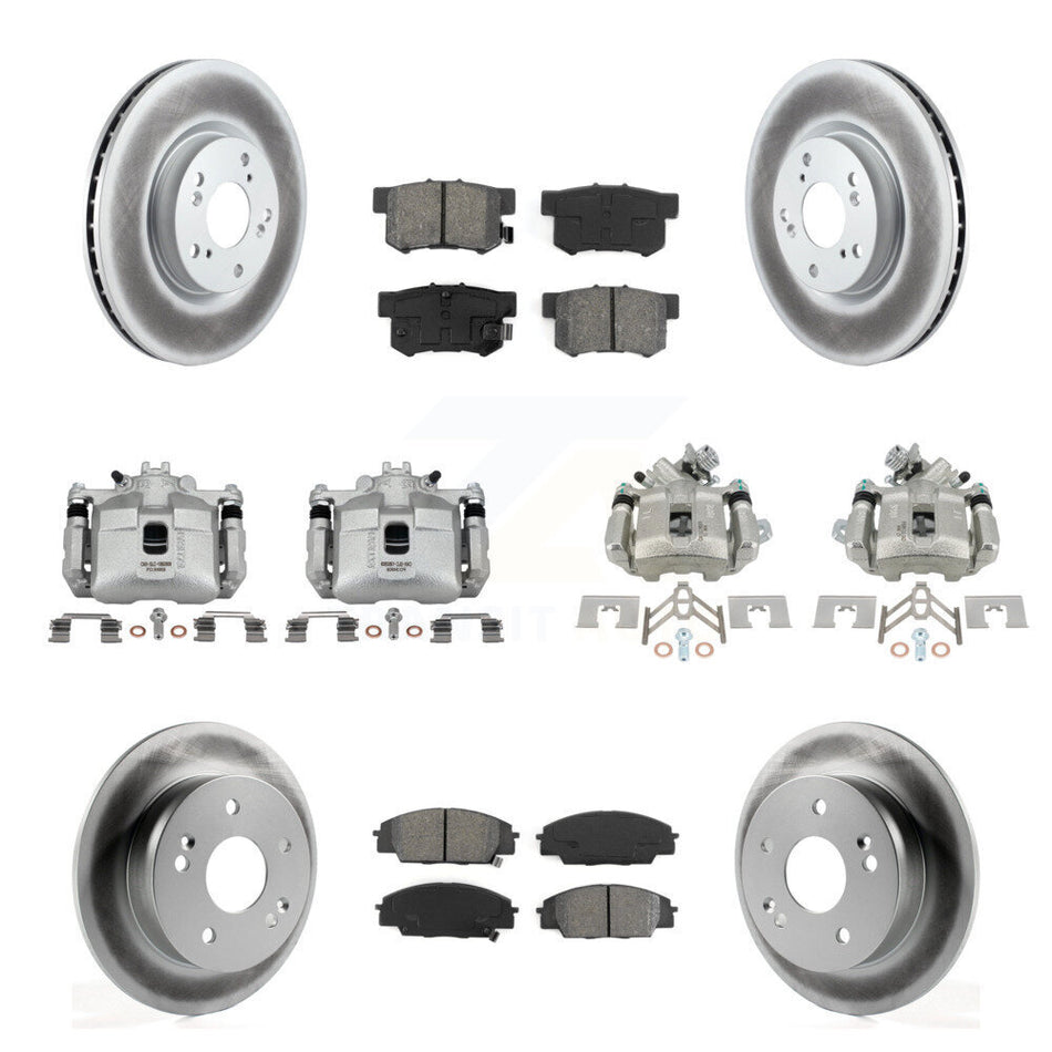 Front Rear Brake Caliper Coat Rotors & Semi-Metallic Pad Kit (10Pc) For Acura RSX Type-S KCG-101070S