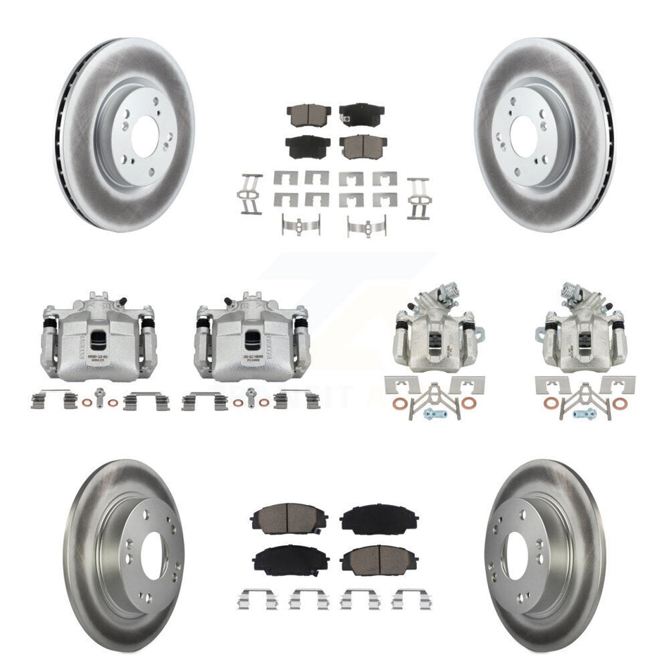 Front Rear Brake Caliper Coat Rotors Ceramic Pad Kit (10Pc) For Honda Civic Si with 2.0L KCG-101071C