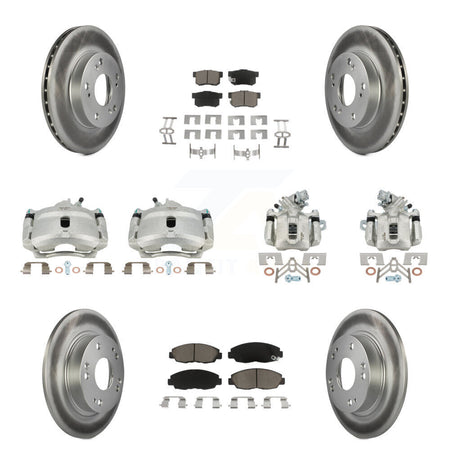 Front Rear Disc Brake Caliper Coated Rotors And Ceramic Pads Kit (10Pc) For Honda Civic KCG-101072C