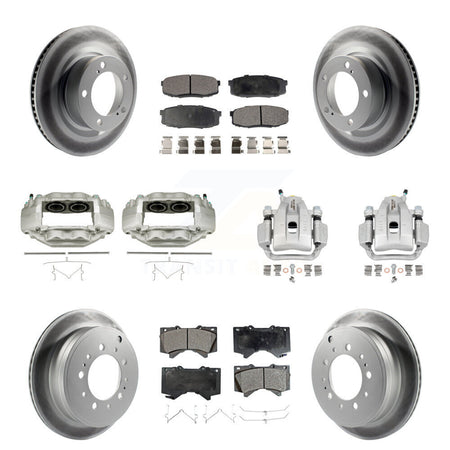 Front Rear Disc Brake Caliper Coat Rotors Semi-Metallic Pad Kit (10Pc) For Toyota Tundra KCG-101072P