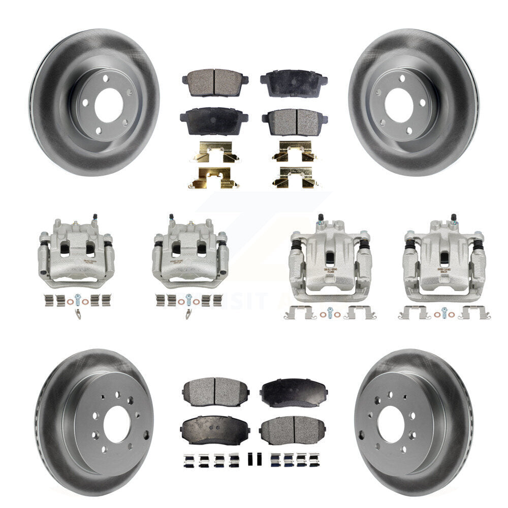 Front Rear Brake Caliper Coat Rotor & Semi-Metallic Pad Kit (10Pc) For Ford Edge Lincoln KCG-101074P