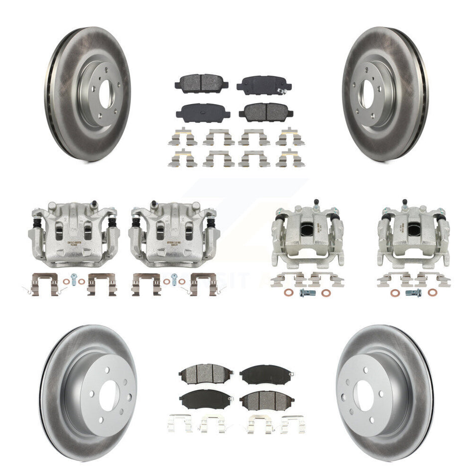 Front Rear Brake Caliper Coat Rotor Semi-Metallic Pad Kit (10Pc) For 08-12 INFINITI EX35 KCG-101074S