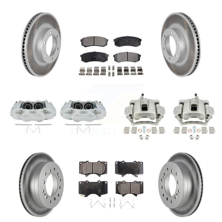 Front Rear Disc Brake Caliper Coated Rotors And Ceramic Pads Kit (10Pc) For 2003-2009 Lexus GX470 KCG-101074T by Transit Auto