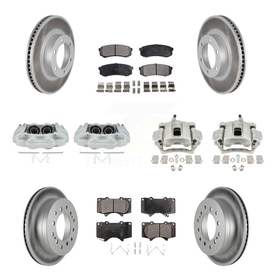 Front Rear Disc Brake Caliper Coated Rotors And Ceramic Pads Kit (10Pc) For 2003-2009 Lexus GX470 KCG-101074T