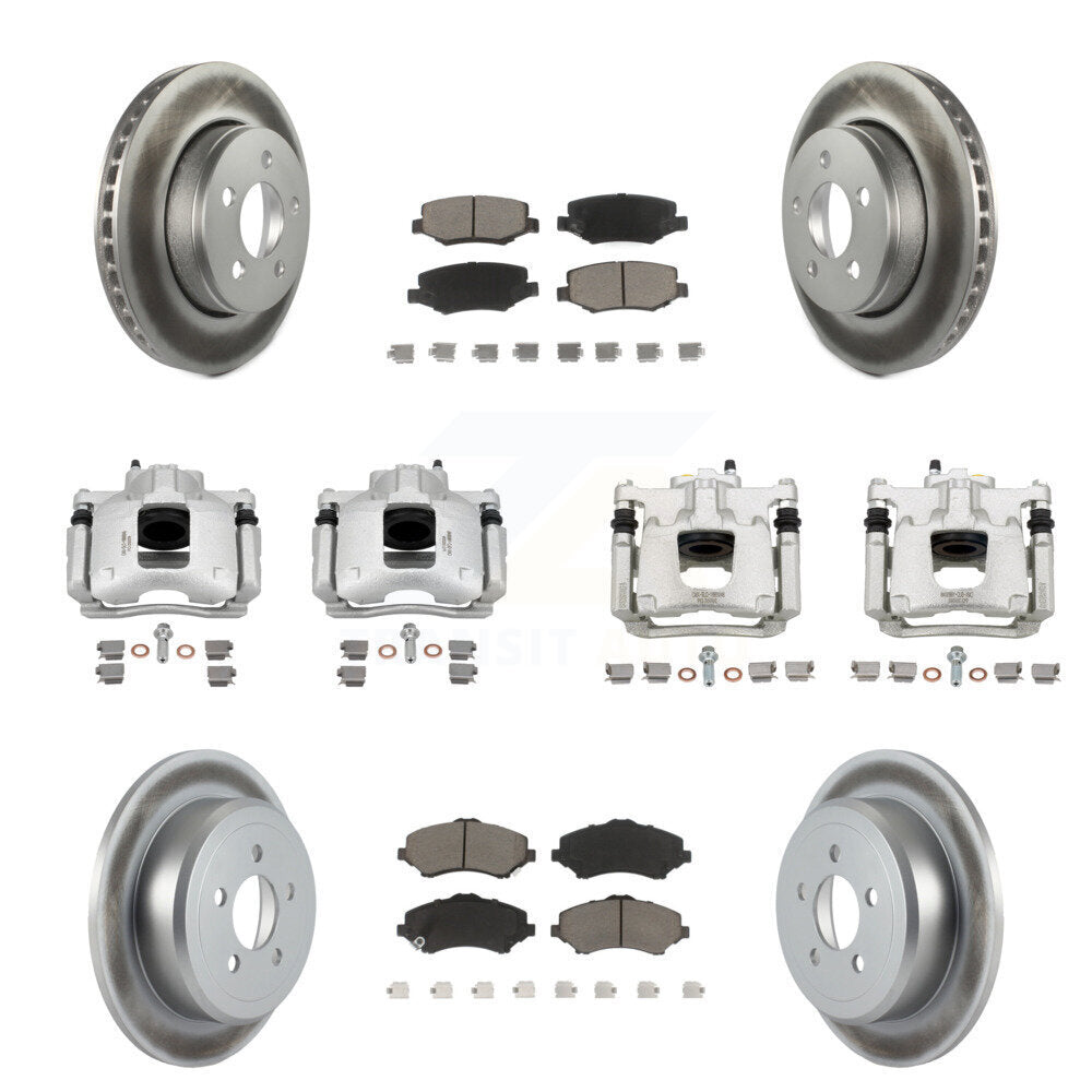 Front Rear Disc Brake Caliper Coated Rotors And Ceramic Pads Kit (10Pc) For Dodge Nitro KCG-101075C