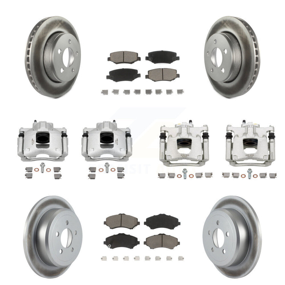 Front Rear Disc Brake Caliper Coated Rotors And Ceramic Pads Kit (10Pc) For Dodge Nitro KCG-101075C