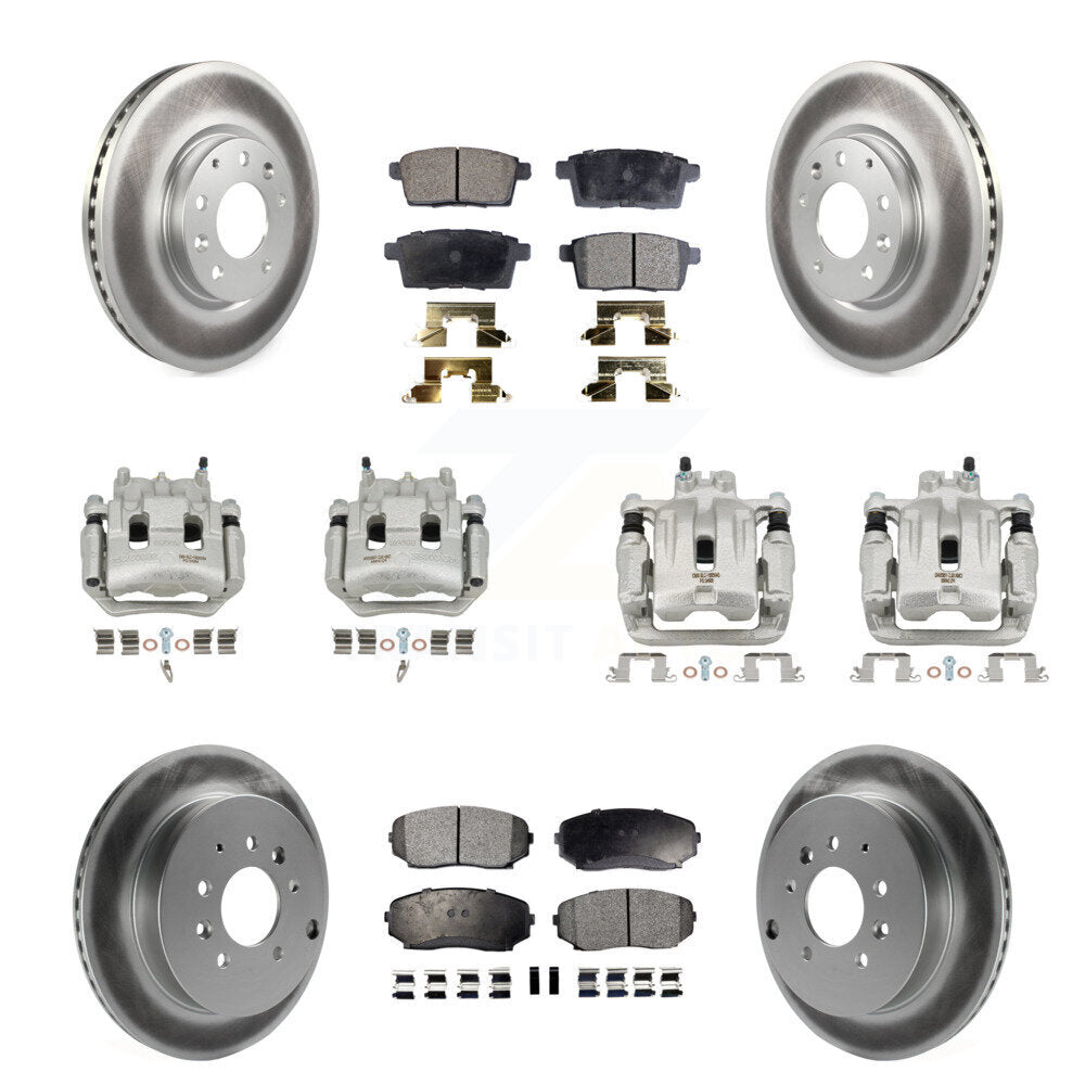 Front Rear Brake Caliper Coat Rotor And Semi-Metallic Pad Kit (10Pc) For Lincoln MKX FWD KCG-101075P