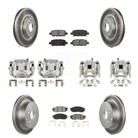 Front Rear Disc Brake Caliper Coat Rotors Semi-Metallic Pad Kit (10Pc) For INFINITI QX70 KCG-101075S