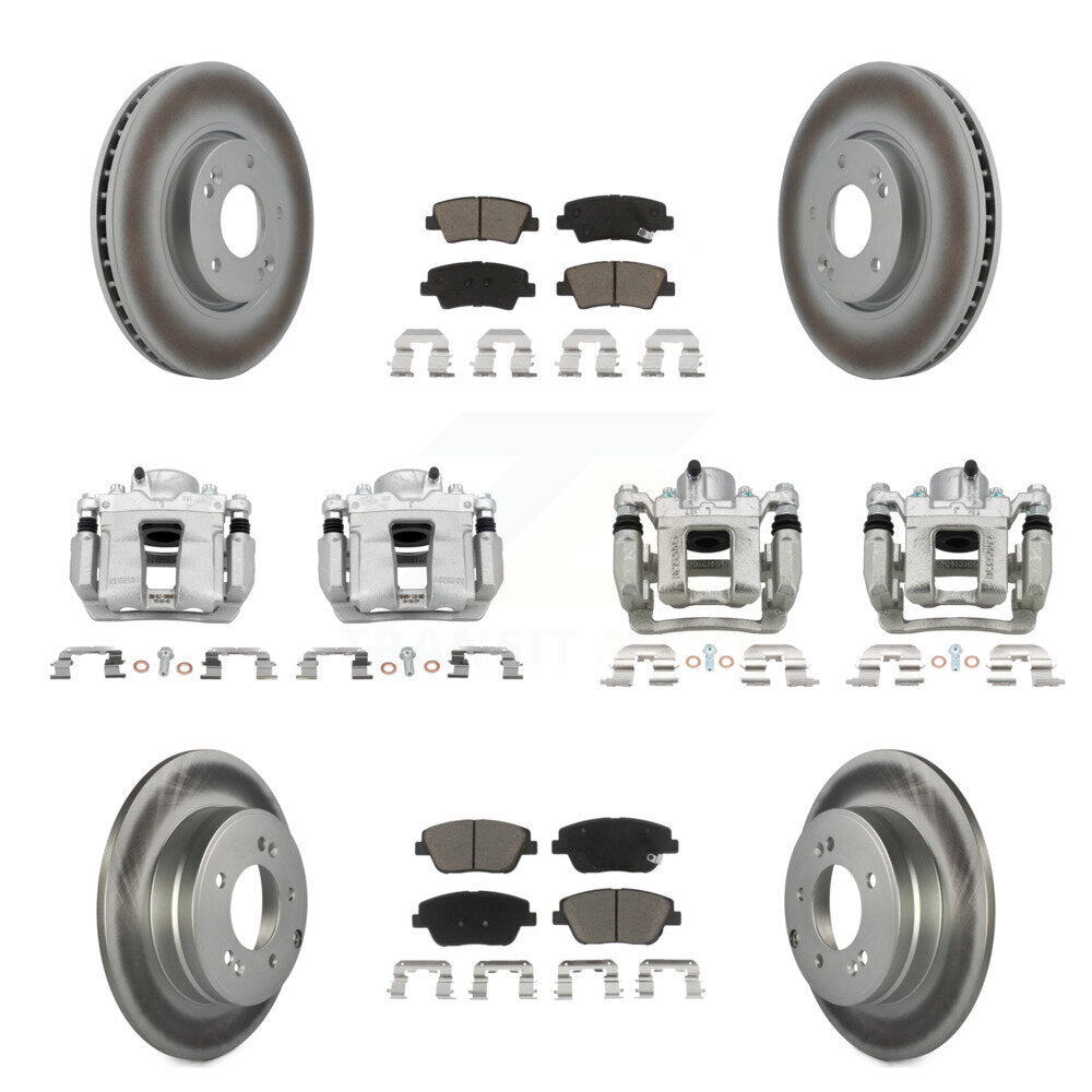 Front Rear Brake Caliper Coat Rotor Ceramic Pad Kit (10Pc) For Hyundai Sonata Kia Optima KCG-101077C