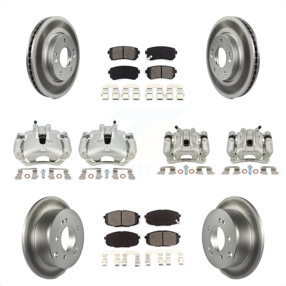 Front Rear Disc Brake Caliper Coated Rotors And Semi-Metallic Pads Kit (10Pc) For Kia Forte Koup Forte5 2.0L KCG-101077S by Transit Auto