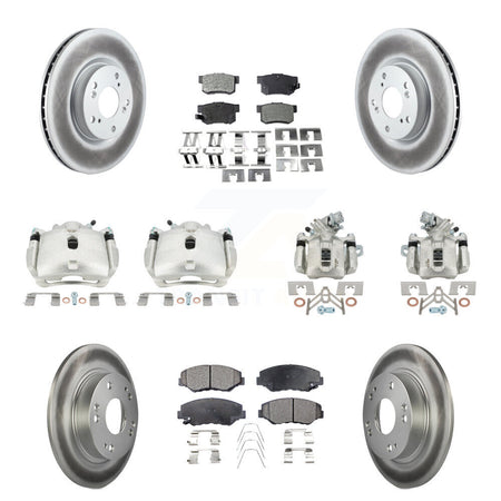 Front Rear Brake Caliper Coat Rotor And Ceramic Pad Kit (10Pc) For Honda Civic Acura ILX KCG-101077T