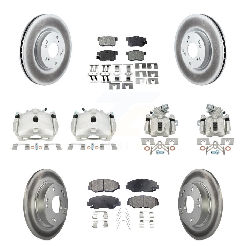 Front Rear Brake Caliper Coat Rotor And Ceramic Pad Kit (10Pc) For Honda Civic Acura ILX KCG-101077T