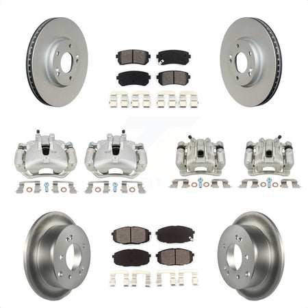 Front Rear Disc Brake Caliper Coated Rotors And Semi-Metallic Pads Kit (10Pc) For Kia Forte5 2.0L KCG-101078S by Transit Auto