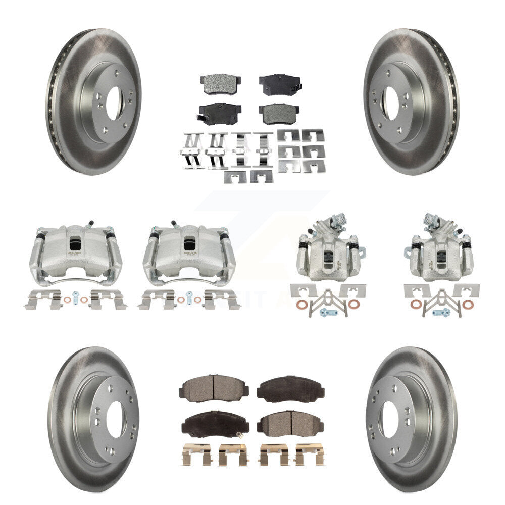 Front Rear Disc Brake Caliper Coated Rotors And Ceramic Pads Kit (10Pc) For Acura CSX KCG-101078T