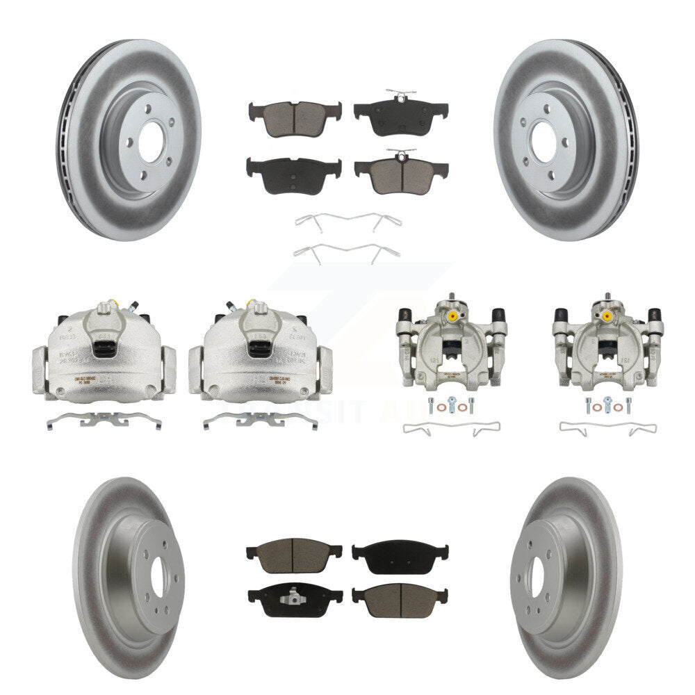 Front Rear Brake Caliper Coat Rotor & Ceramic Pad Kit (10Pc) For Ford Escape Lincoln MKC KCG-101079C