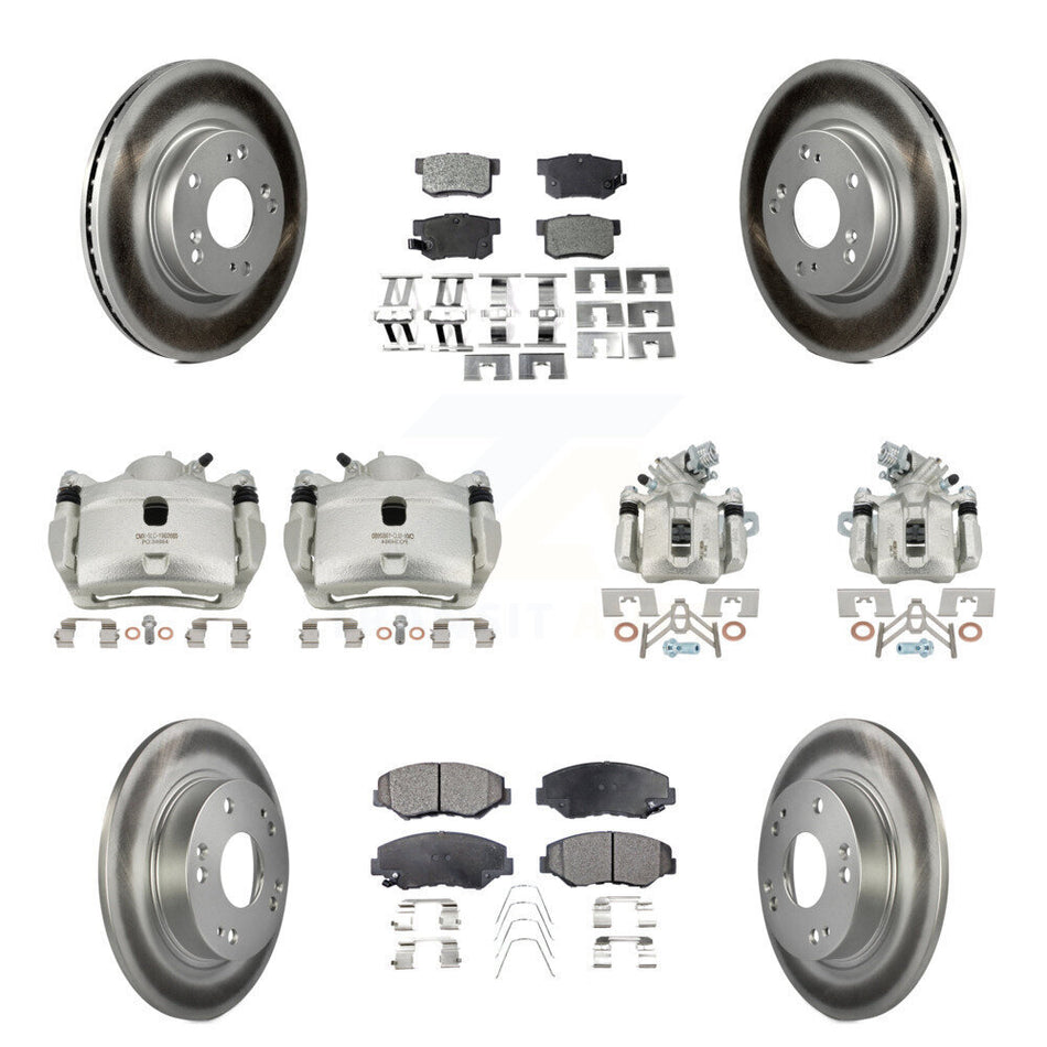 Front Rear Disc Brake Caliper Coat Rotors Ceramic Pad Kit (10Pc) For 2013 Acura ILX 2.0L KCG-101079T