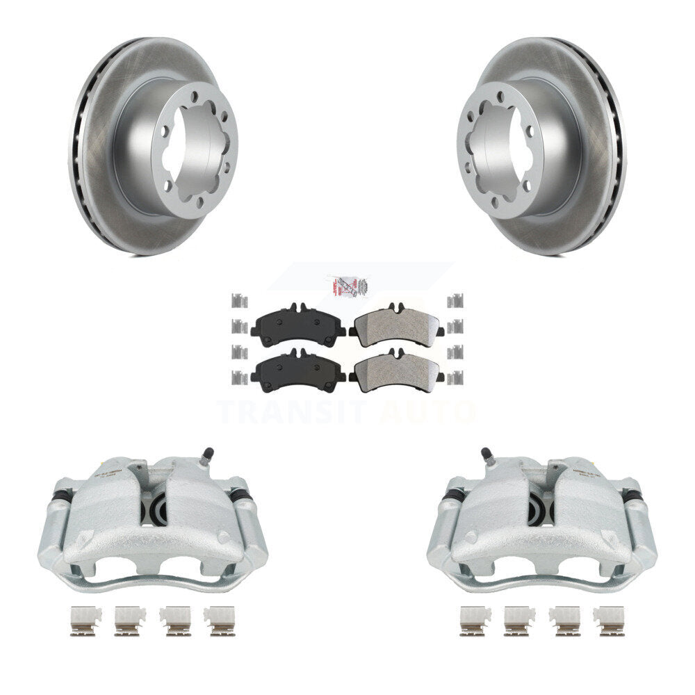 Rear Disc Brake Caliper Coated Rotors And Semi-Metallic Pads Kit For Sprinter 3500 Mercedes-Benz Dodge Freightliner KCG-101080N by Transit Auto