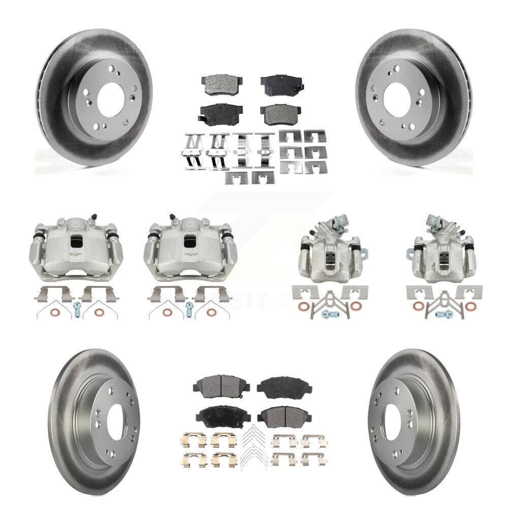 Front Rear Brake Caliper Coat Rotors Ceramic Pad Kit (10Pc) For 2013-2015 Acura ILX 1.5L KCG-101080T