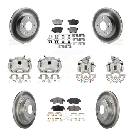 Front Rear Brake Caliper Coat Rotors Ceramic Pad Kit (10Pc) For 2013-2015 Acura ILX 1.5L KCG-101080T