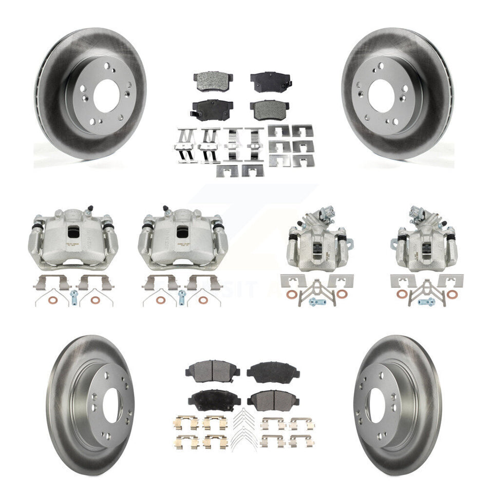 Front Rear Brake Caliper Coat Rotors Ceramic Pad Kit (10Pc) For 2013-2015 Acura ILX 1.5L KCG-101080T