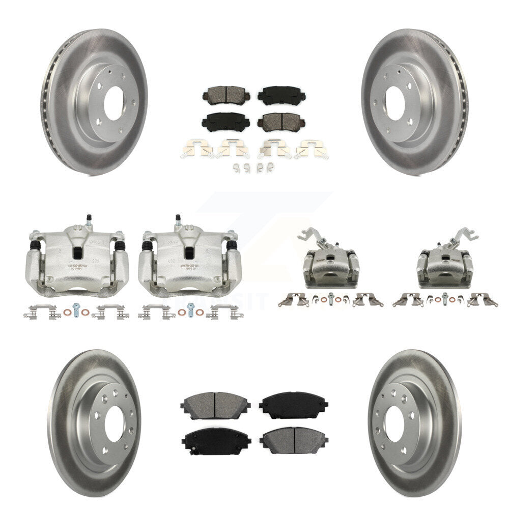 Front Rear Disc Brake Caliper Coat Rotor Semi-Metallic Pad Kit (10Pc) For Mazda CX-3 AWD KCG-101081S