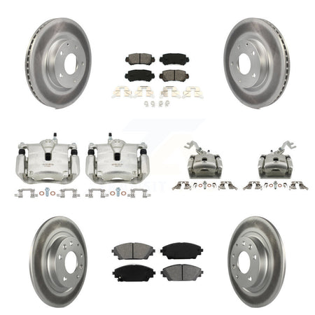 Front Rear Disc Brake Caliper Coat Rotor Semi-Metallic Pad Kit (10Pc) For Mazda CX-3 AWD KCG-101081S