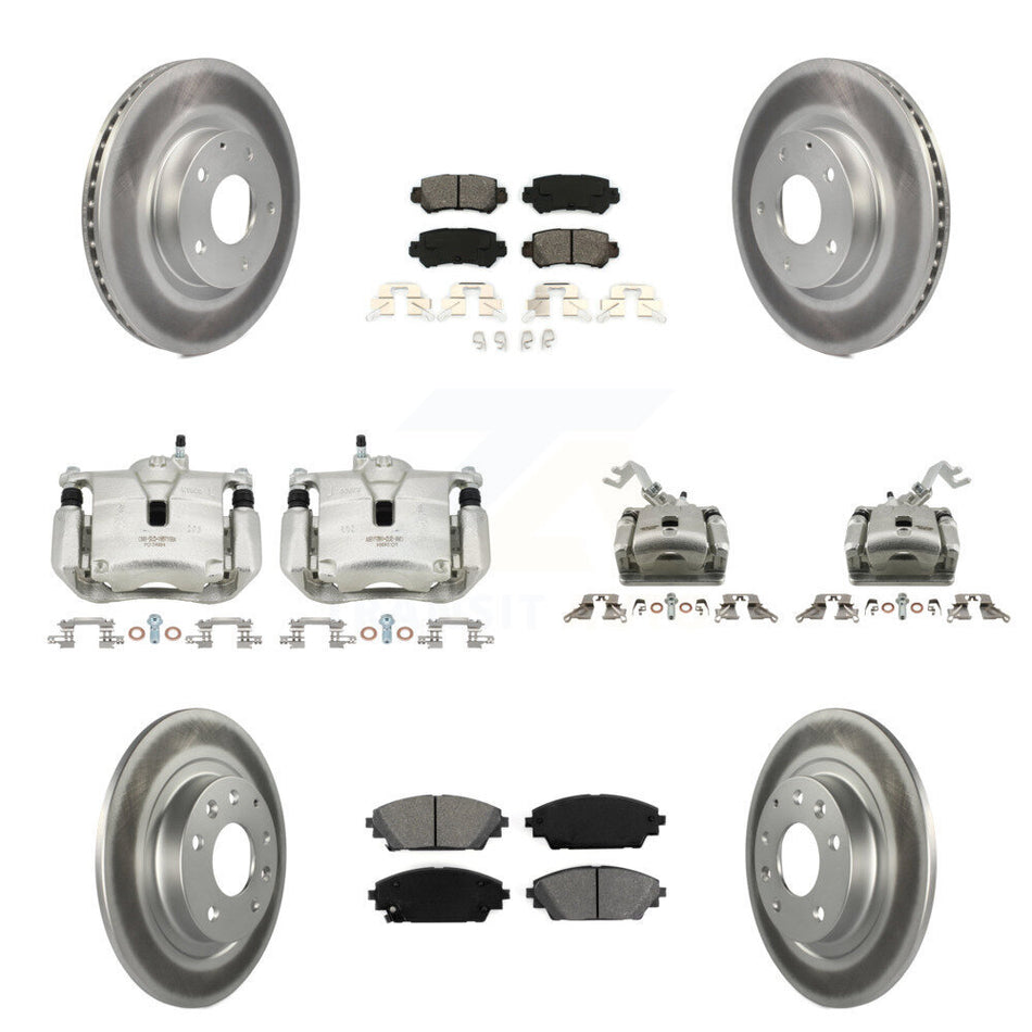 Front Rear Disc Brake Caliper Coat Rotor Semi-Metallic Pad Kit (10Pc) For Mazda CX-3 AWD KCG-101081S