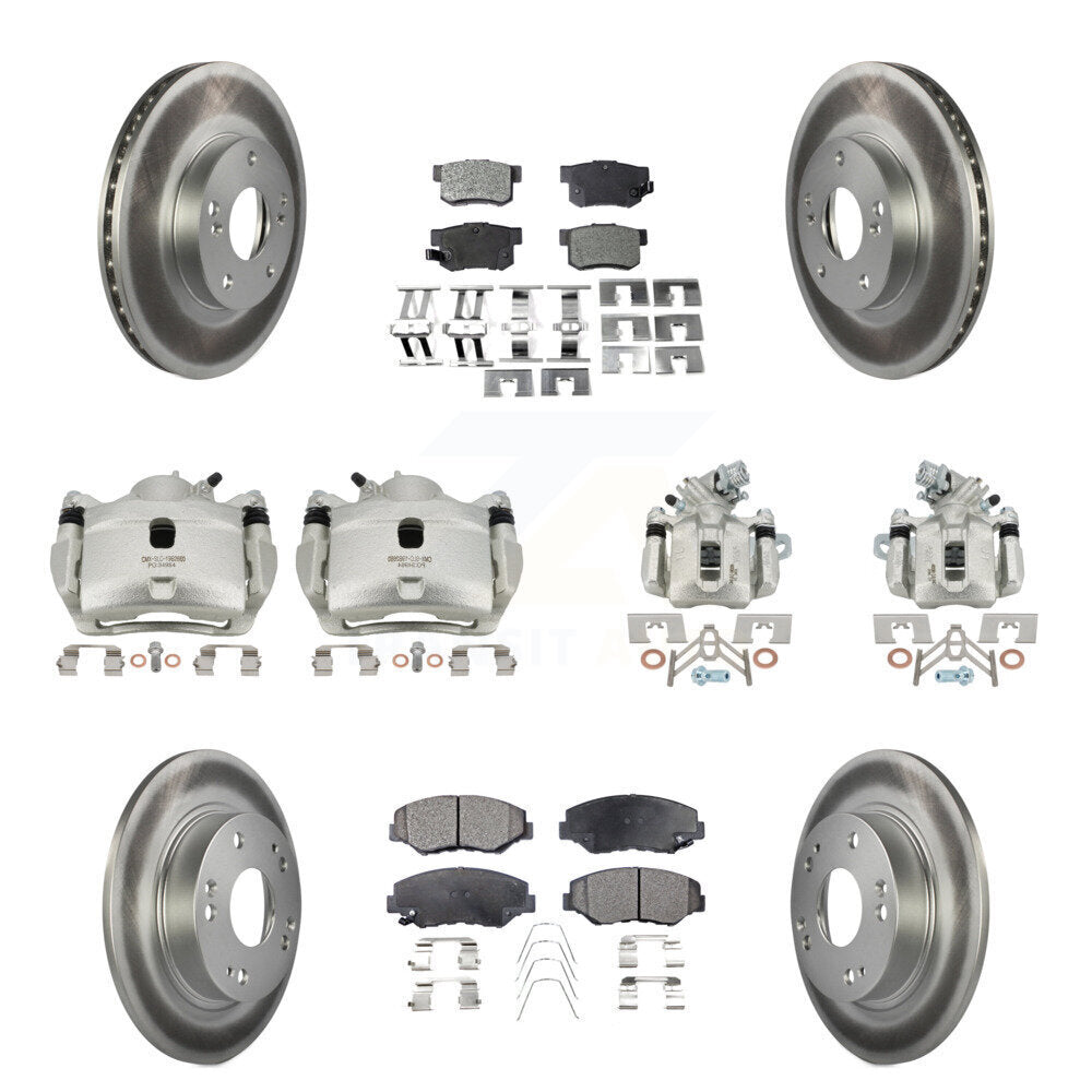 Front Rear Brake Caliper Coat Rotor And Ceramic Pad Kit (10Pc) For Honda Civic Acura ILX KCG-101081T