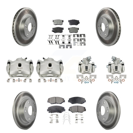 Front Rear Brake Caliper Coat Rotor And Ceramic Pad Kit (10Pc) For Honda Civic Acura ILX KCG-101081T