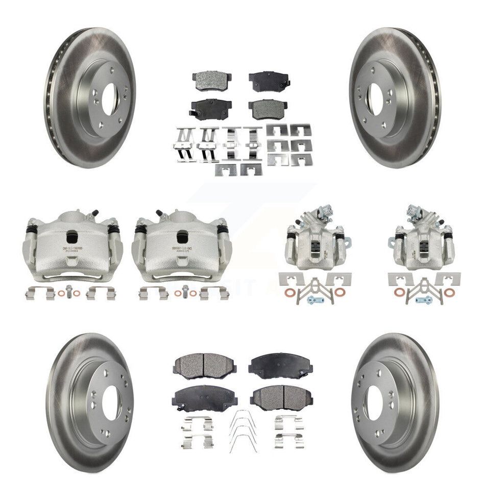 Front Rear Brake Caliper Coat Rotor And Ceramic Pad Kit (10Pc) For Honda Civic Acura ILX KCG-101081T