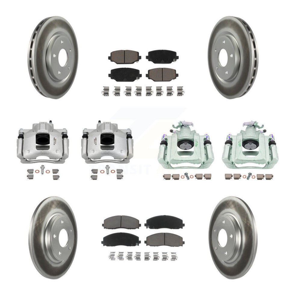 Front Rear Disc Brake Caliper Coated Rotors And Ceramic Pads Kit (10Pc) For Ram C/V KCG-101082C