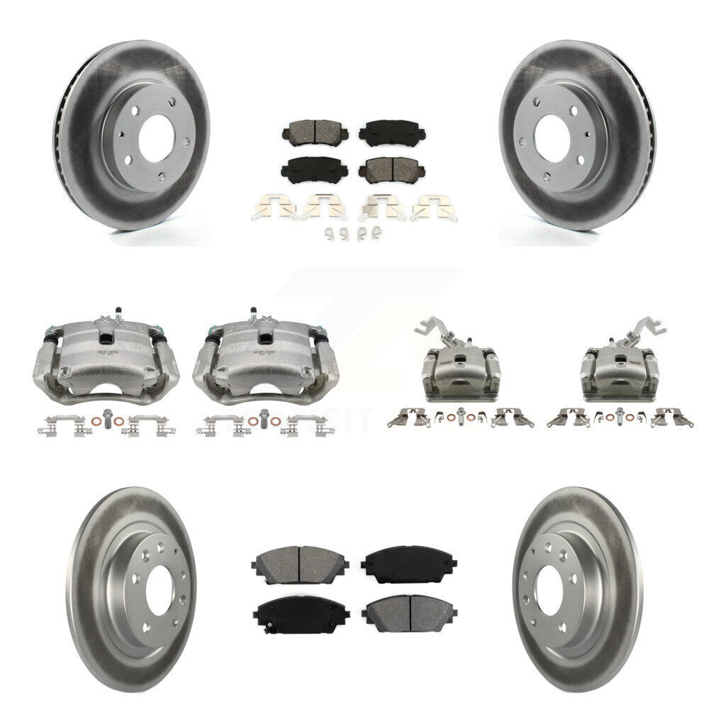 Front Rear Disc Brake Caliper Coat Rotor Semi-Metallic Pad Kit (10Pc) For Mazda CX-3 FWD KCG-101082S