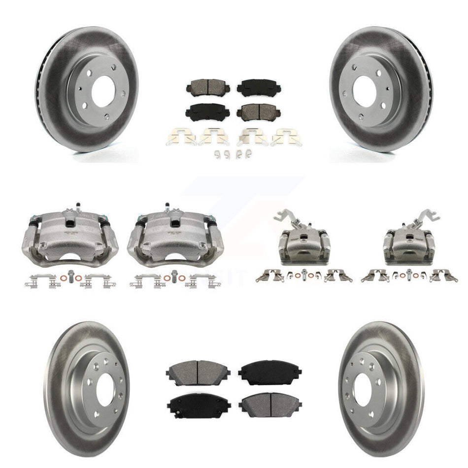 Front Rear Disc Brake Caliper Coat Rotor Semi-Metallic Pad Kit (10Pc) For Mazda CX-3 FWD KCG-101082S