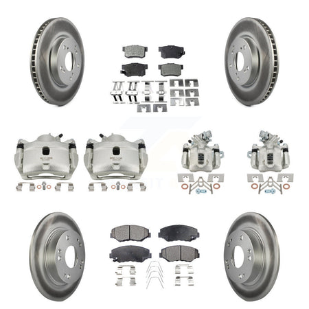 Front Rear Disc Brake Caliper Coated Rotors And Ceramic Pads Kit (10Pc) For Honda Civic KCG-101082T