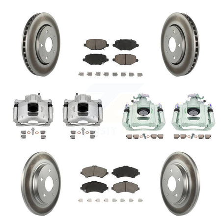 Front Rear Disc Brake Caliper Coated Rotors And Ceramic Pads Kit (10Pc) For Ram C/V KCG-101083C