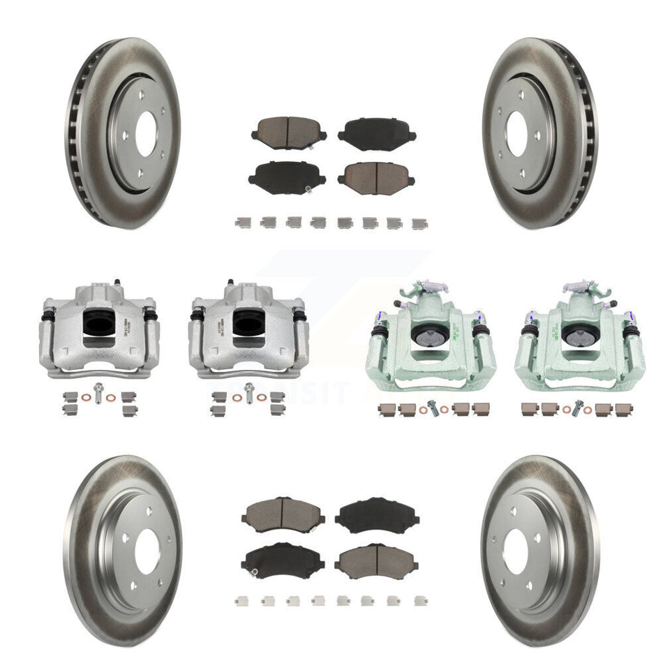 Front Rear Disc Brake Caliper Coated Rotors And Ceramic Pads Kit (10Pc) For Ram C/V KCG-101083C