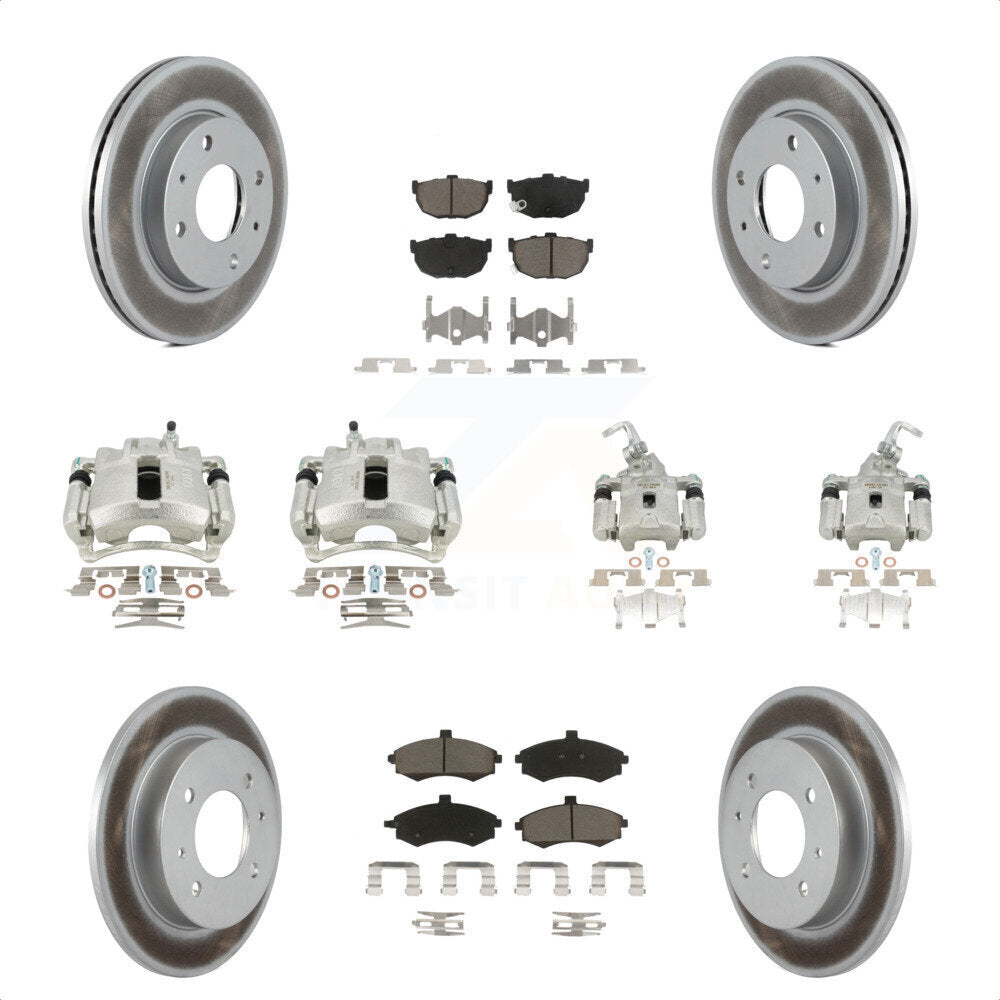 Front Rear Disc Brake Caliper Coated Rotors And Ceramic Pads Kit (10Pc) For Hyundai Elantra rear brakes KCG-101084C by Transit Auto