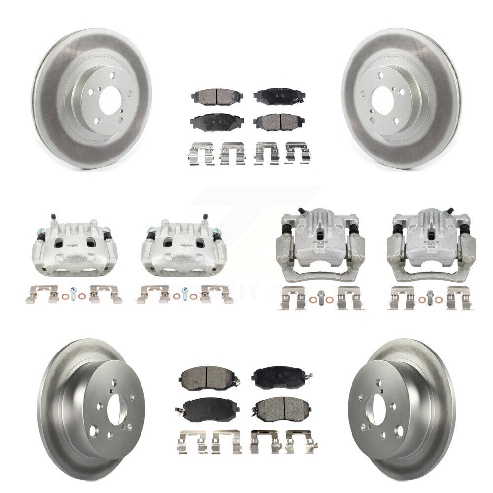 Front Rear Brake Caliper Coat Rotors Semi-Metallic Pad Kit (10Pc) For Subaru Forester XV KCG-101084P