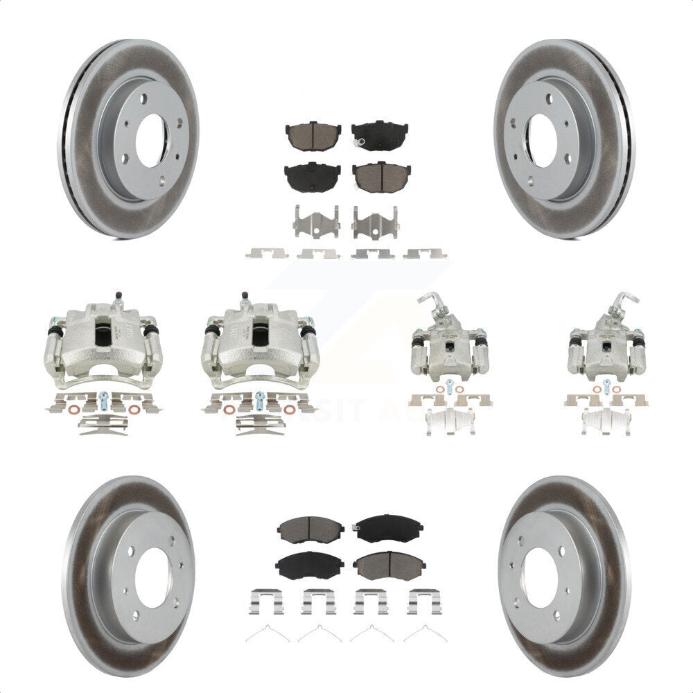 Front Rear Disc Brake Caliper Coated Rotors And Ceramic Pads Kit (10Pc) For 2002 Hyundai Elantra rear brakes To 10 31 01 KCG-101085C by Transit Auto