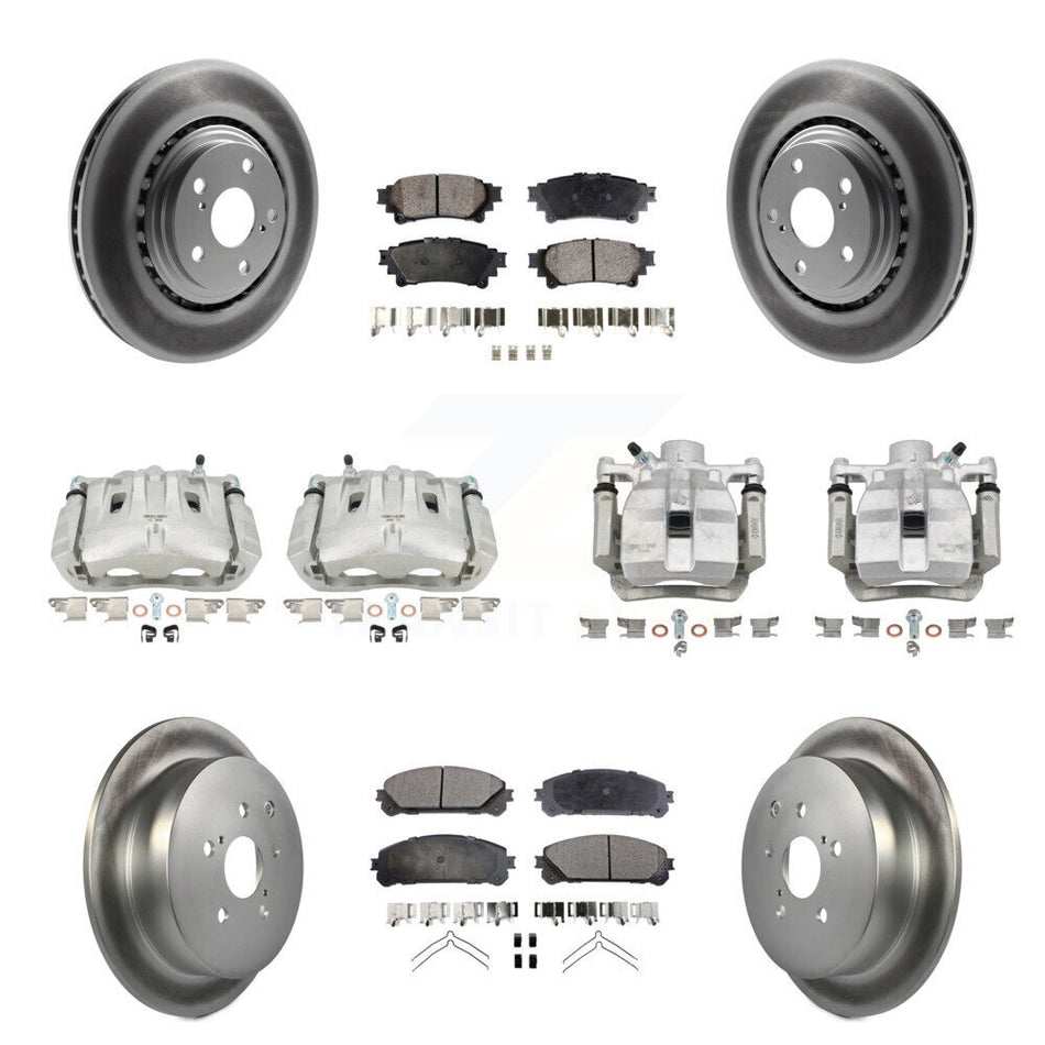 Front Rear Brake Caliper Coat Rotor Semi-Metallic Pad Kit (10Pc) For Toyota Sienna Lexus KCG-101085P