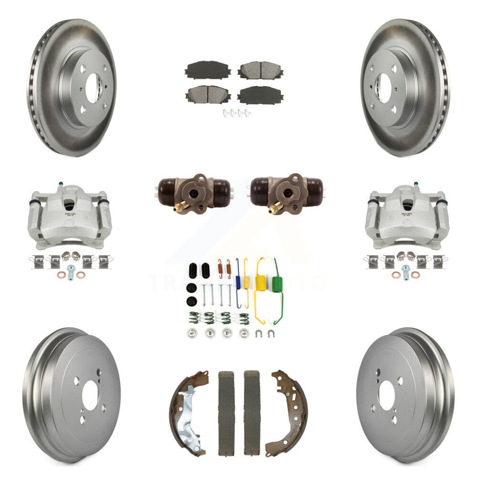 Front Rear Brake Caliper Coat Rotor Drum Semi-Metallic Pad Shoes Cylinder Kit (11Pc) For KCG-101086S
