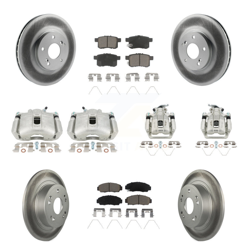 Front Rear Brake Caliper Coat Rotors & Ceramic Pad Kit (10Pc) For Honda Accord Acura TSX KCG-101087C