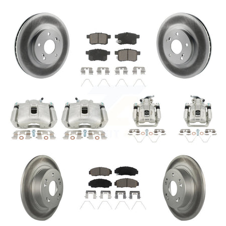 Front Rear Brake Caliper Coat Rotors & Ceramic Pad Kit (10Pc) For Honda Accord Acura TSX KCG-101087C