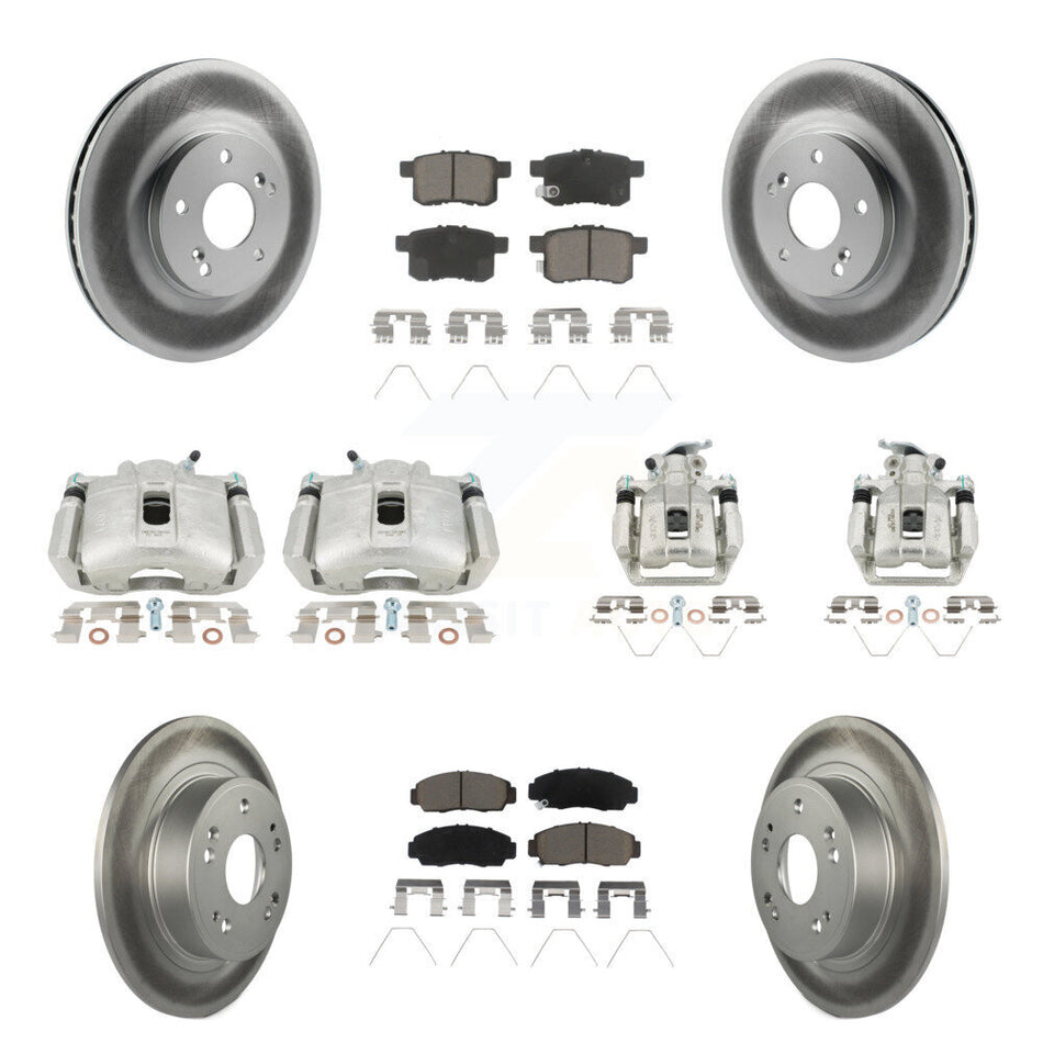 Front Rear Brake Caliper Coat Rotors & Ceramic Pad Kit (10Pc) For Honda Accord Acura TSX KCG-101087C