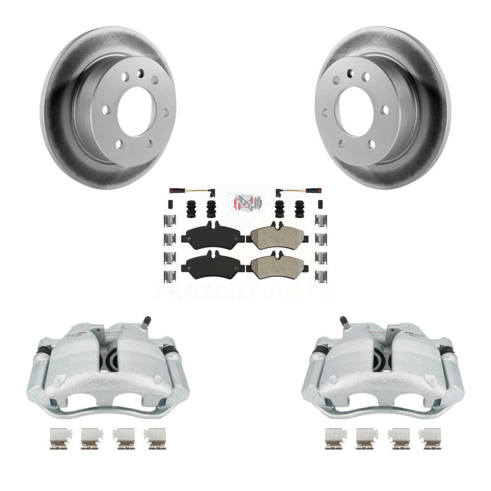 Rear Disc Brake Caliper Coated Rotors And Semi-Metallic Pads Kit For Sprinter 3500 Dodge Freightliner KCG-101087N by Transit Auto