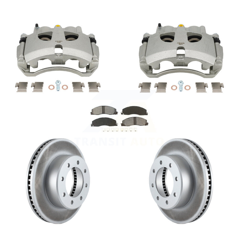 Front Disc Brake Caliper Coated Rotors And Semi-Metallic Pad Kit For Ram 3500 2500 Dodge KCG-101087S