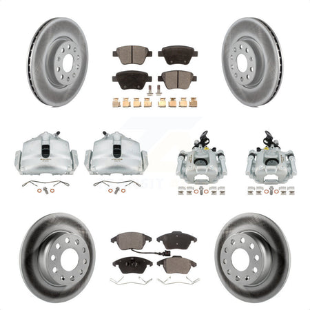 Front Rear Disc Brake Caliper Coated Rotors And Ceramic Pads Kit (10Pc) For Volkswagen Beetle GTI KCG-101087T by Transit Auto