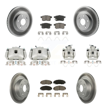 Front Rear Brake Caliper Coat Rotors & Ceramic Pad Kit (10Pc) For Honda Accord Acura TSX KCG-101088C