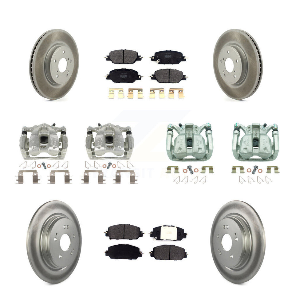 Front Rear Disc Brake Caliper Coat Rotor And Semi-Metallic Pad Kit (10Pc) For Honda CR-V KCG-101090P